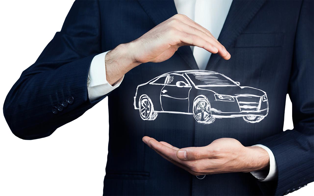 Man holding a graphic of a car